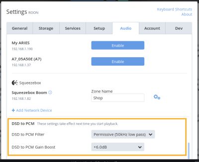roon dsdpcm einstellungen