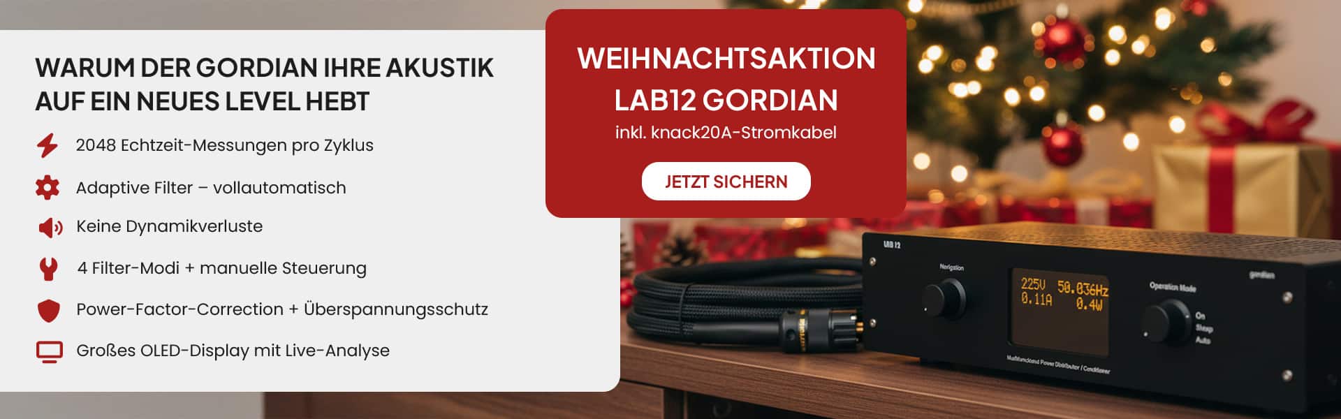 Lab12 Stromfilter gordian Weihnachtsaktion 2025 inklusive Stromkabel knack20A